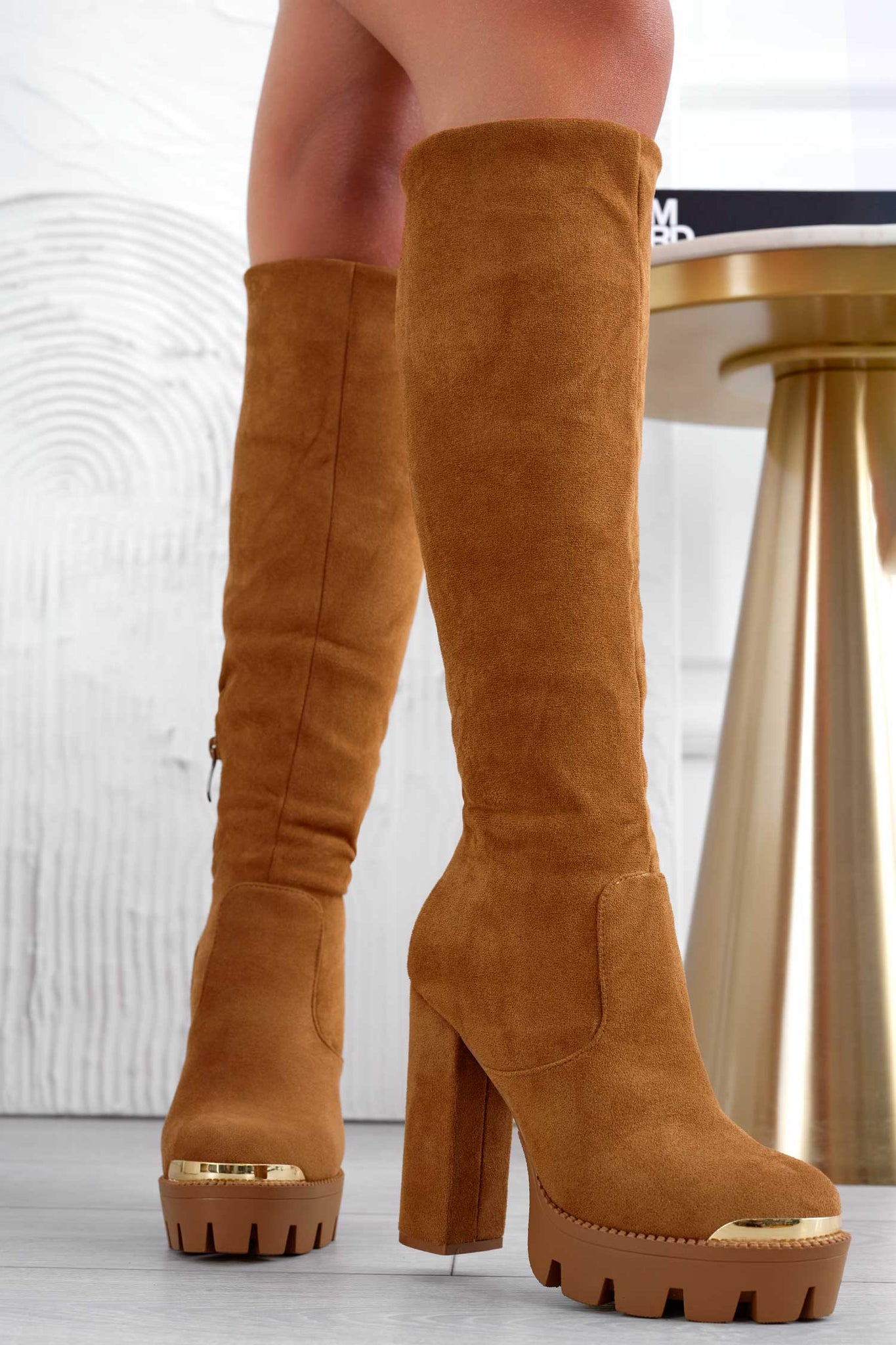 JOSEPH - Camel suede boots with cuff