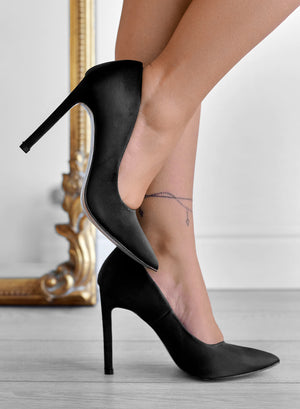 BERTA - Alexoo black satin pumps with high heel