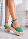 LICIA - Espadrillas verdi con zeppa e cinturino