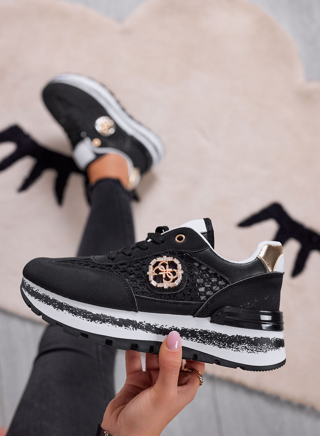 TERRY - Baskets noires avec maille