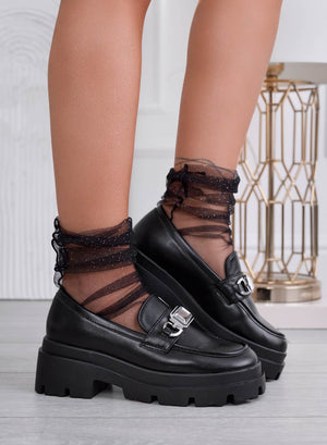 TESSIE - Black loafers with jewel