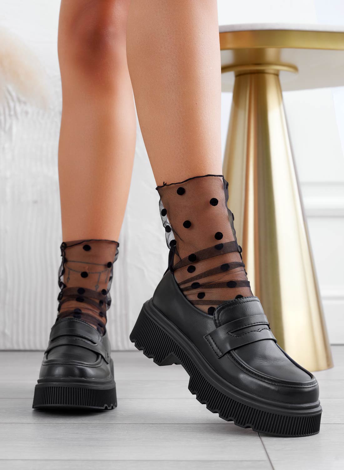 IMMA - Black Alexoo loafers with thick sole