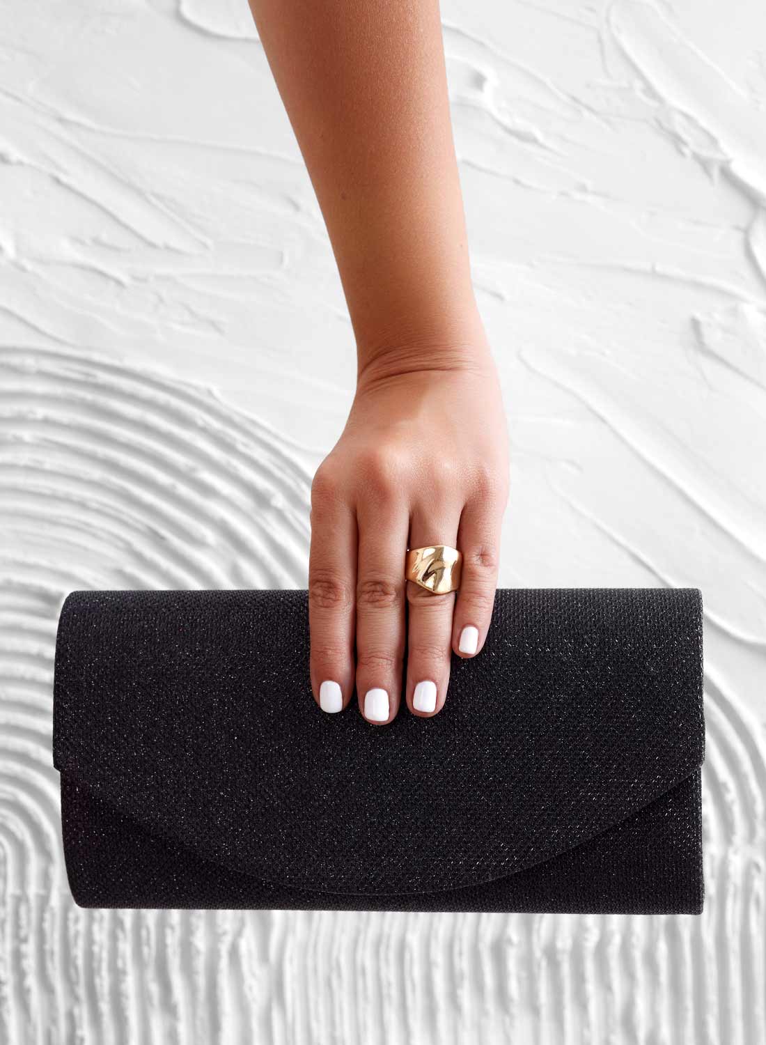 Black B220 clutch bag in laminated fabric