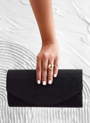 Black B220 clutch bag in laminated fabric