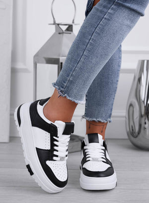 NYLA - White sneakers with contrasting black panels