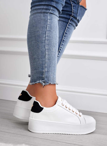 CARRY - White sneakers with gold details and black back