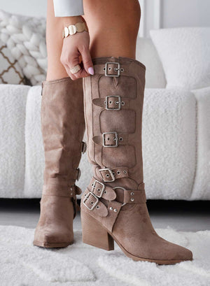 RIBERA - Mud suede camper boots with buckles