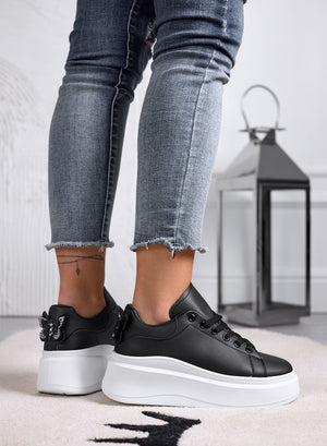 CRISTINA - Black sneakers with jeweled butterfly