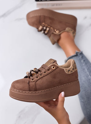 ILARIA - Sneakers Marroni con retro maculato e Perline Decorative