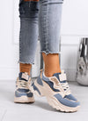 TRILLY - Baskets chunky bleues avec détails dorés et semelle épaisse