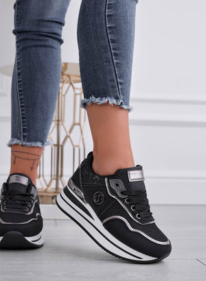 SMITH - Black sneakers with glitter inserts