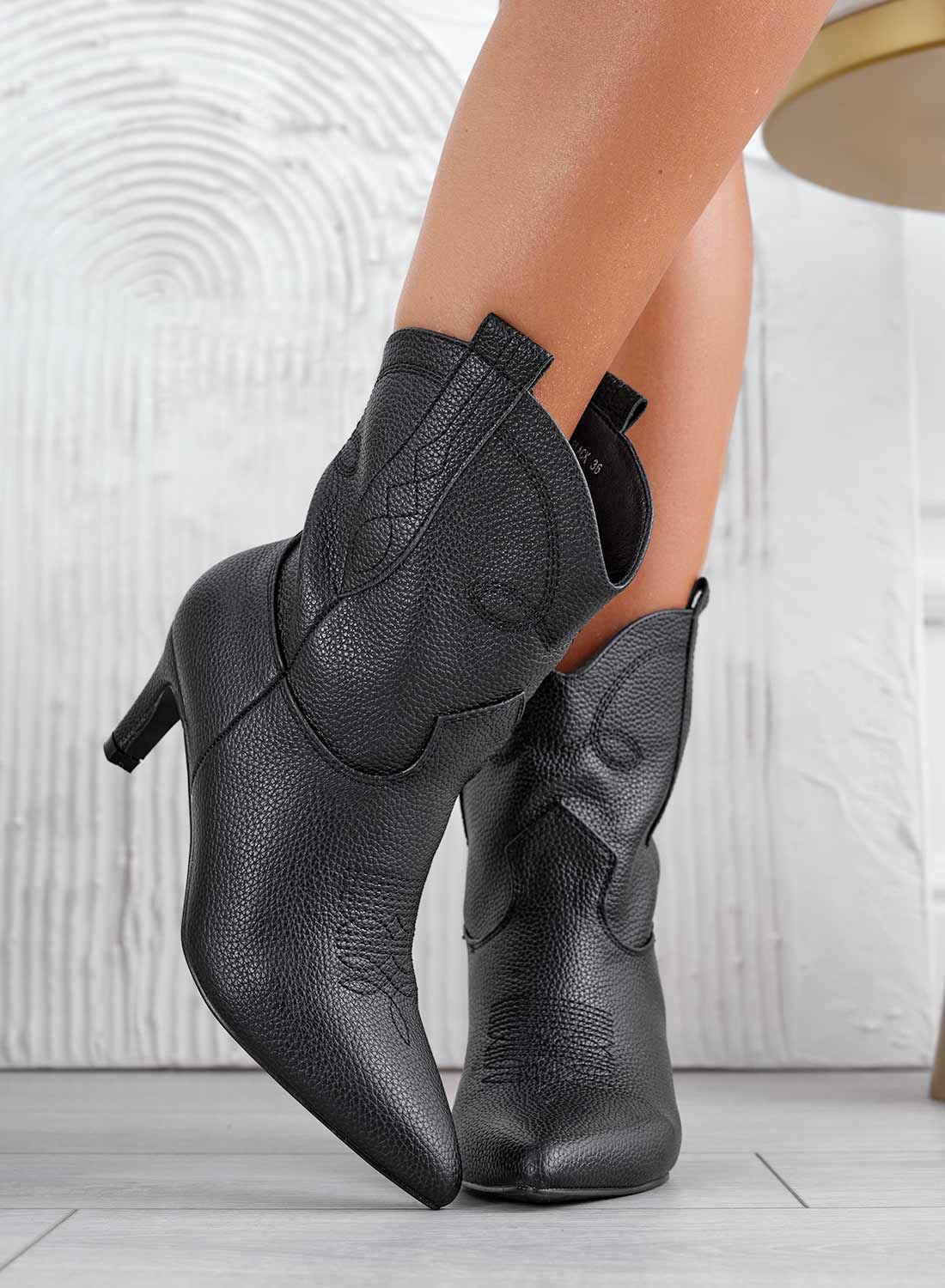 MERFY - Black camper ankle boots with stiletto heel