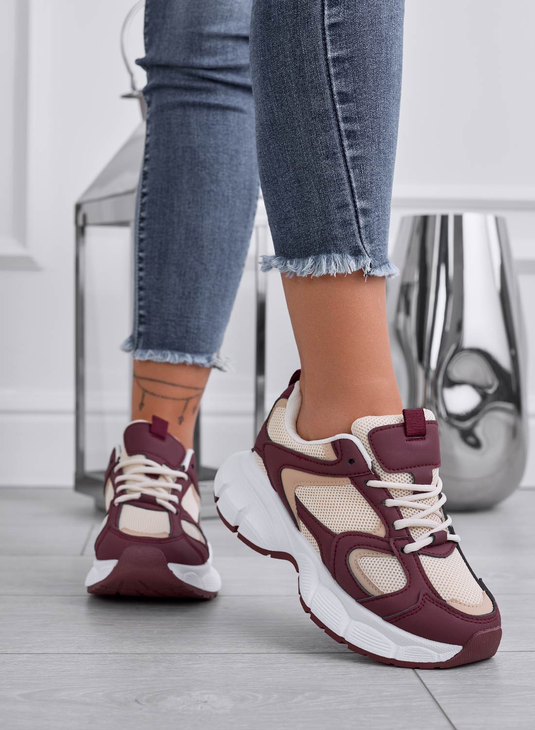 MARINELLA - Burgundy sneakers with thick sole