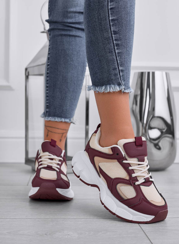 MARINELLA - Sneakers bordeaux con suola spessa