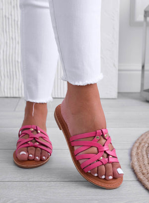 HAILY - Fuchsia flat slide sandals