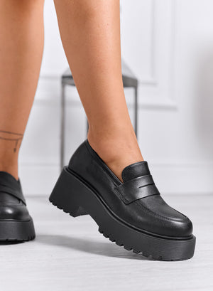 MICHELA - Mocassins noirs à semelle épaisse