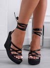 HAZEL - Sandali espadrilles Alexoo neri con lacci