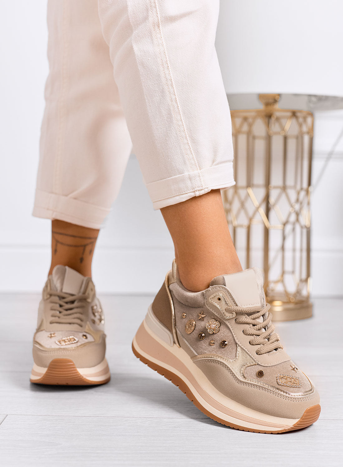 ANKARA - Mud sneakers with jewel details and platform sole