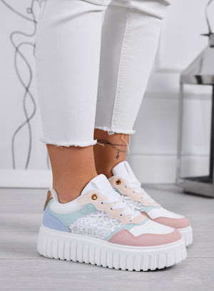 LEILA - Multicolor platform sneakers with patterned inserts