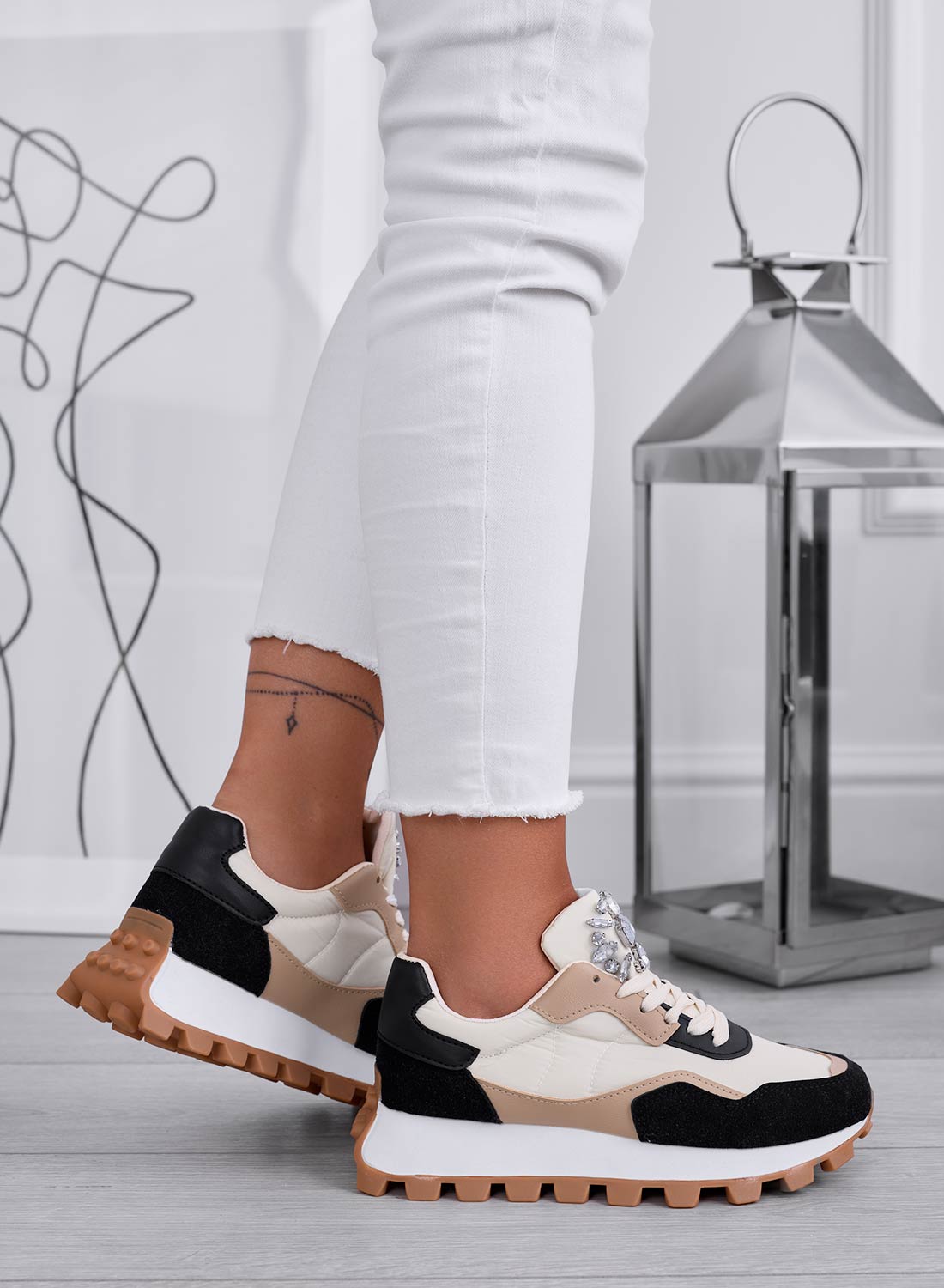 DEAA - Black sneakers with multicolor details and jewel embellishment