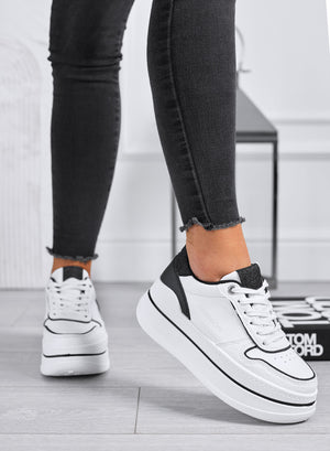 AMELIA - White sneakers with black glitter inserts