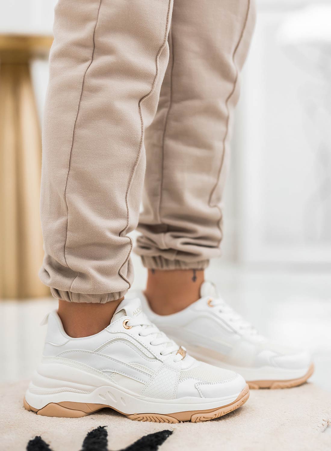 White perforated Alexoo sneakers