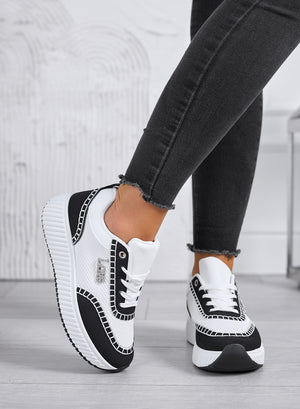 DAVIS - Women's sneakers with thick sole and black contrast panels