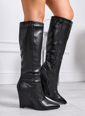 MONICA - Black wedge boots