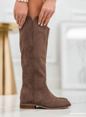 Alexoo brown suede boots with internal wedge