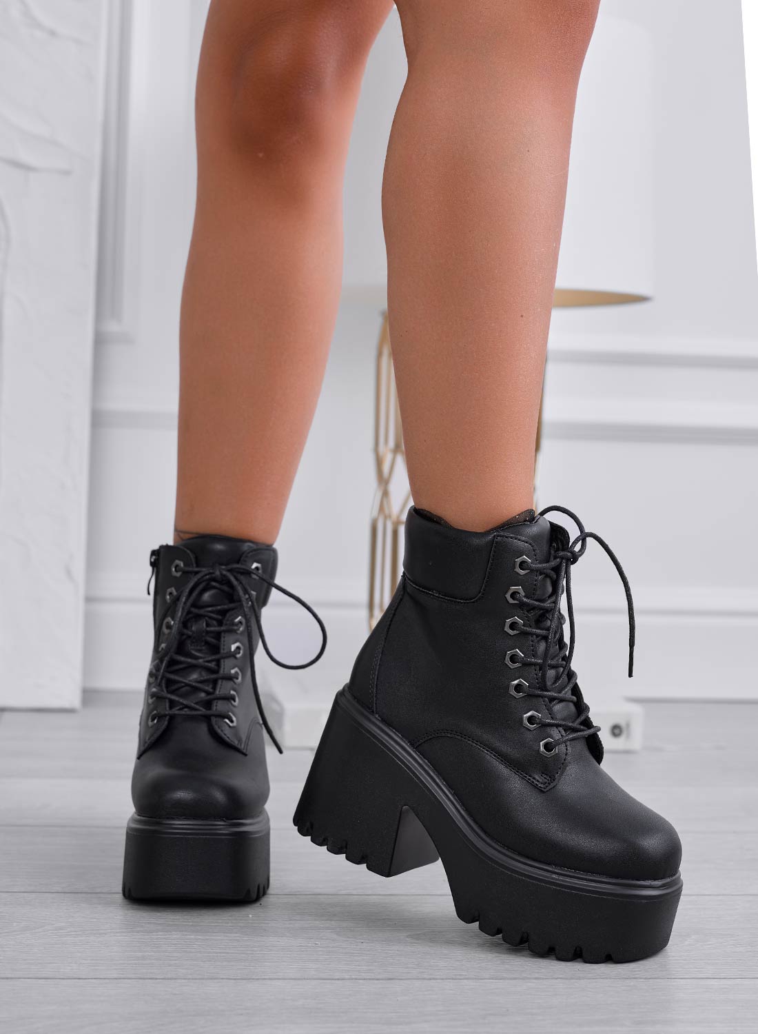 Black wedge ankle boots