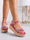 DULCE - Sandali espadrillas fuxia con fasce gioiello