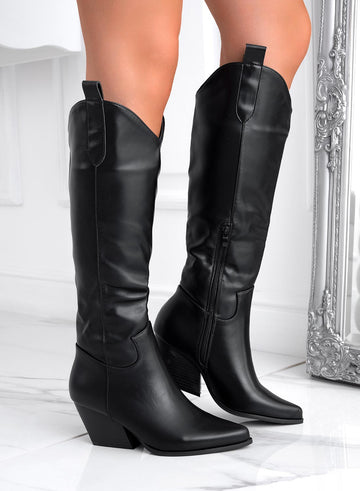Black camperos boots in faux leather