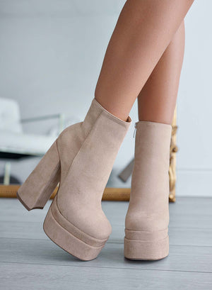 AVRIL - Beige ankle boots by Alexoo with high heel