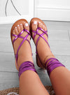 METIS - Sandali infradito viola metallizzati Alexoo stringati