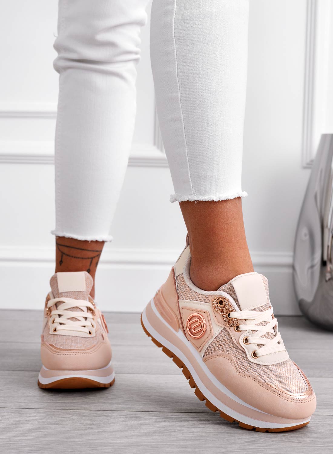 ERSILIA - Pink fabric sneakers