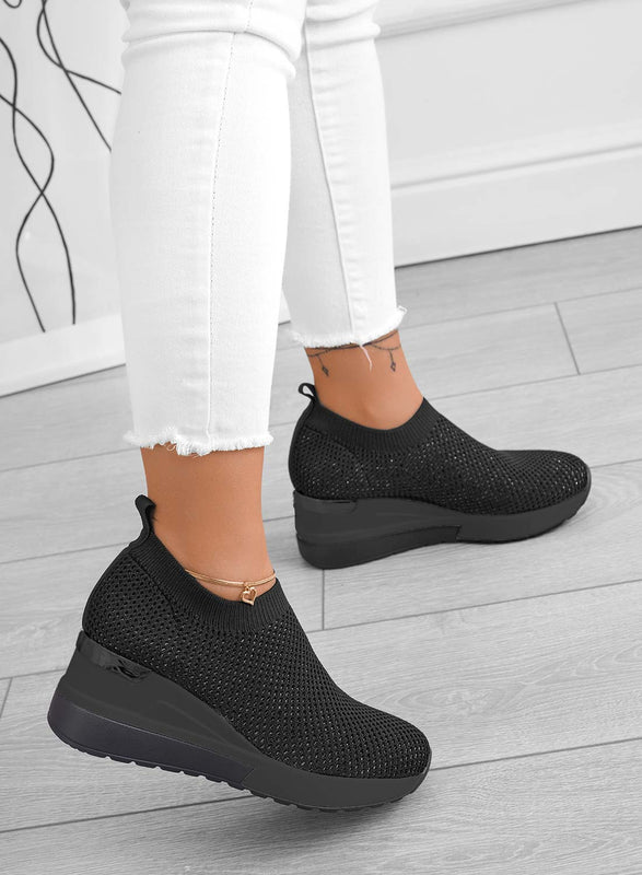 GINA - Sneakers nere in tessuto elastico