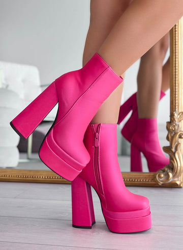 AVRIL - Fuchsia ankle boots by Alexoo with high heel