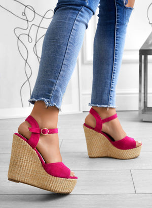 DAKOTA - Alexoo fuchsia wedge sandals
