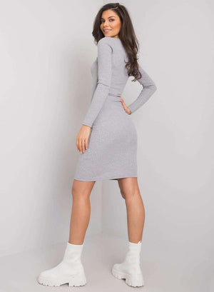 Gray ribbed bodycon dress