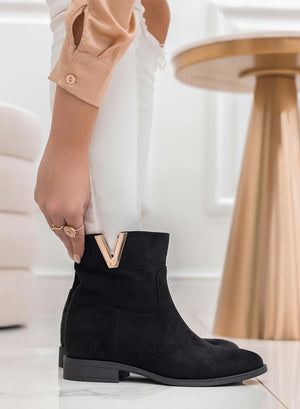 Black suede ankle boots with internal wedge