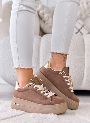 PAMELA - Sneakers marrone Platform con Dettagli Gioiello stelle