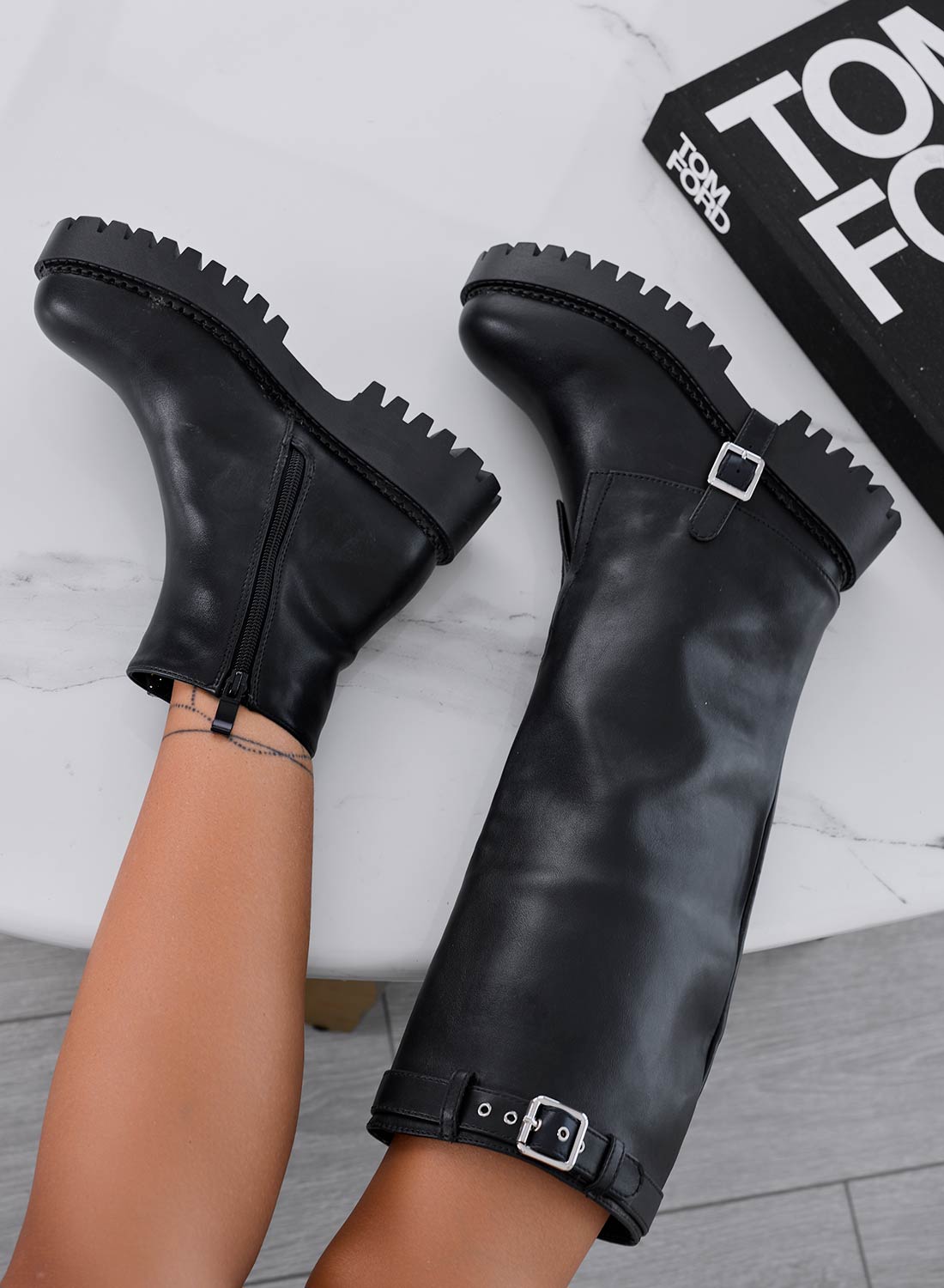 VIOLET - Black boots with removable shaft