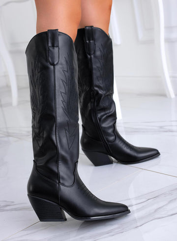 KARINA - Black cowboy boots in faux leather