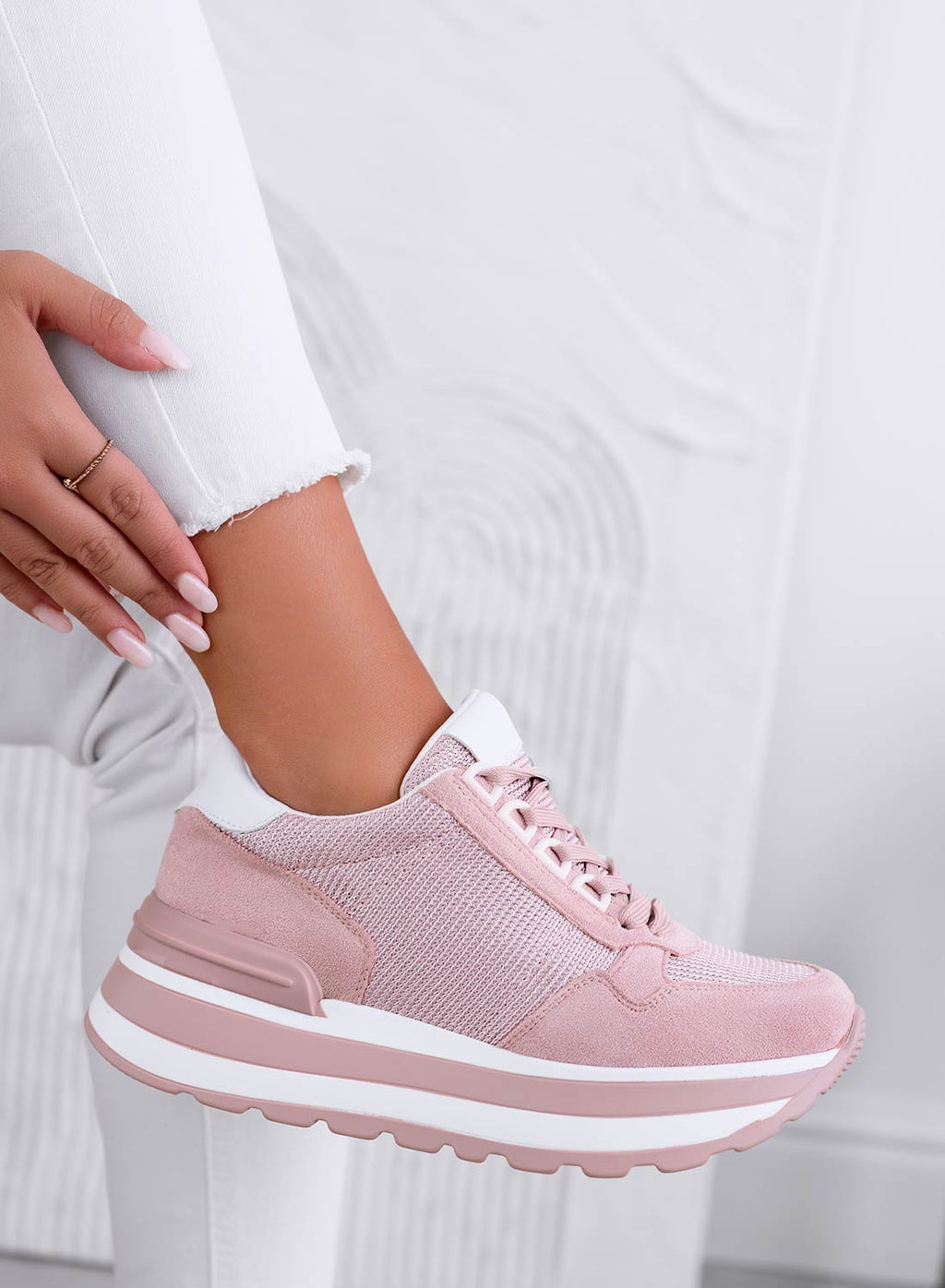 Sneakers rosa in tessuto