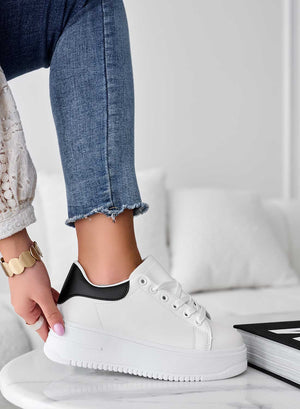 COREEN - White sneakers with black heel