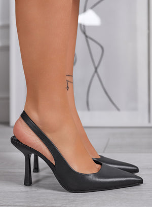 SELINA - Black slingback pumps with 9.5 cm heel