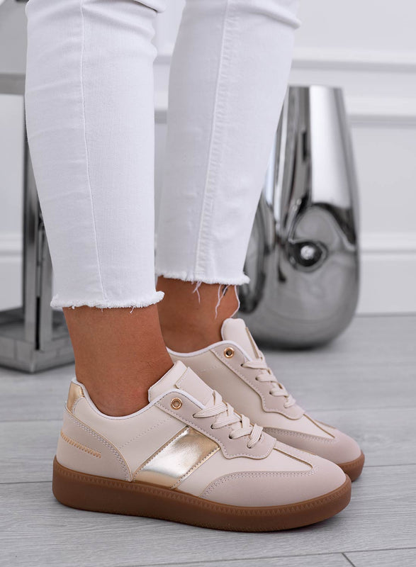 NADINE - Sneakers beige con suola in gomma