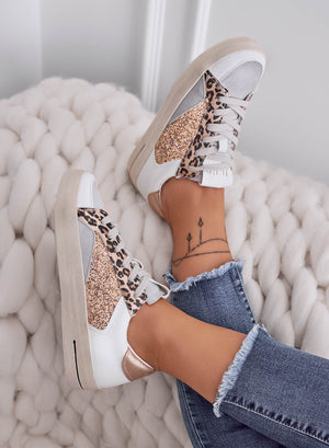 PEPPER - Vintage style sneakers with gold glitter