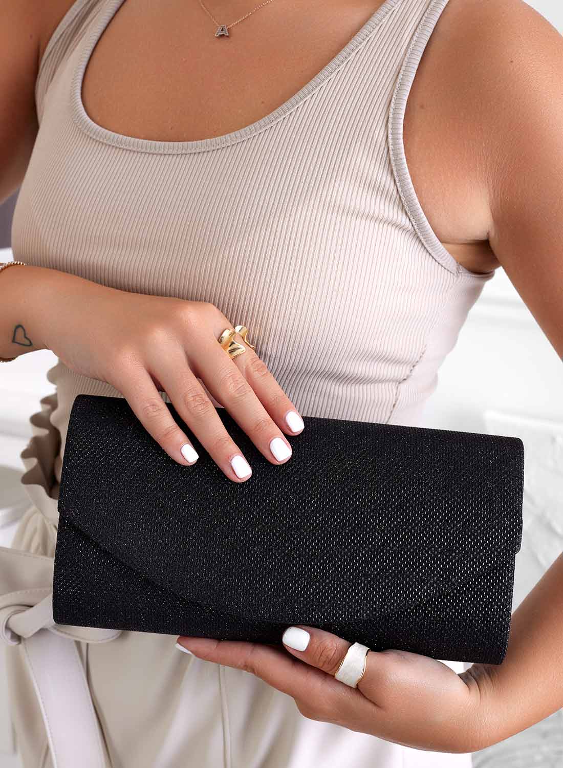 Pochette noire B220 en tissu laminé