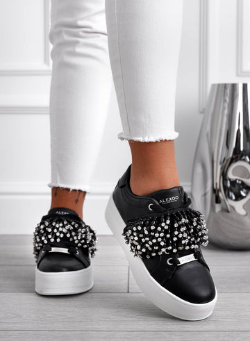 CARRY - Sneakers nere Alexoo con fascia in strass